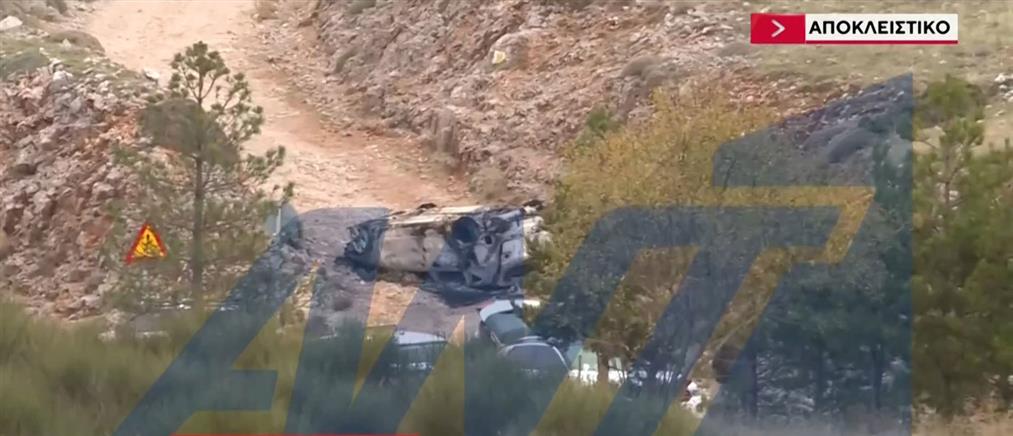 Εκτέλεση 42χρονου στην Αράχωβα: Βίντεο ντοκουμέντο με το φλεγόμενο όχημα των δραστών