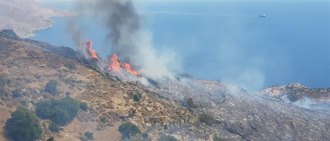 Φωτιά στην Άνδρο (εικόνες)