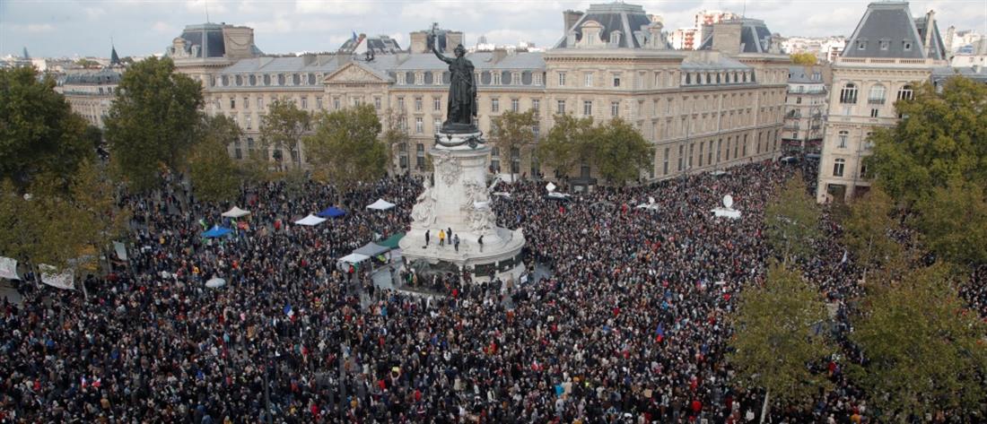Παρίσι: Χιλιάδες άνθρωποι απέτισαν φόρο τιμής στη μνήμη του Σαμιέλ Πατί (εικόνες)