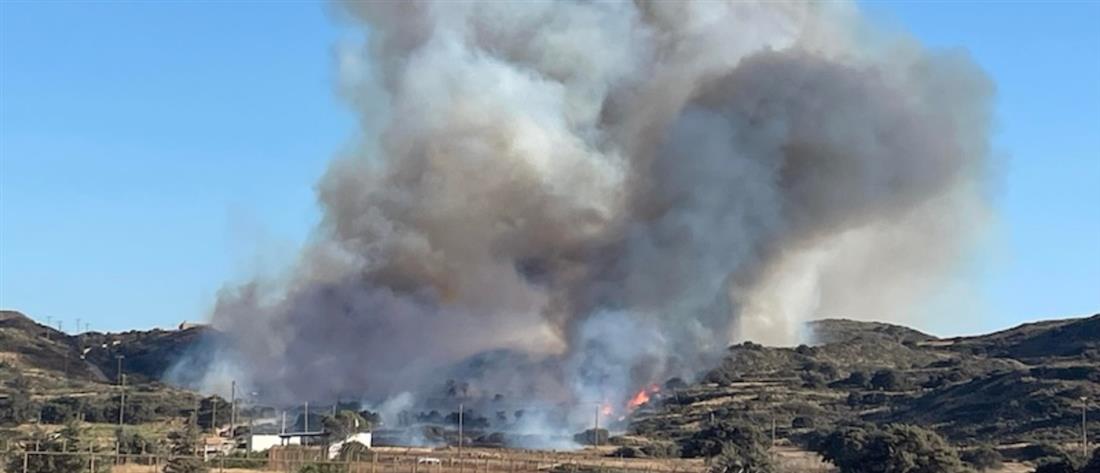 Φωτιά στη Μήλο: Ενεργοποιήθηκε το 112 (εικόνες)