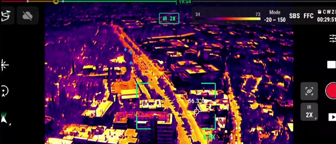 Καύσωνας: Θερμική κάμερα drone “δείχνει” θερμοκρασίες μέχρι 70 βαθμούς Κελσίου (βίντεο) 