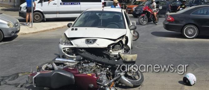 Κρήτη: Τροχαίο μηχανής με αυτοκίνητο - Τραυματίας ο οδηγός (εικόνες)