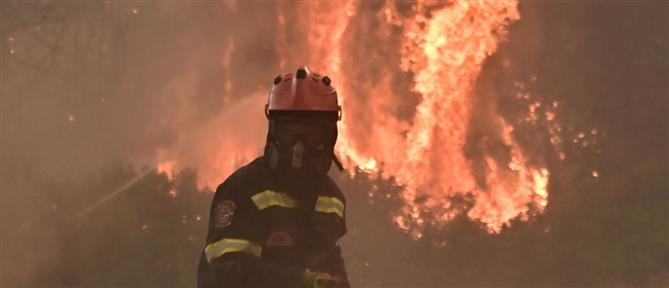 Μυτιλήνη: Δυο εστίες φωτιάς μεταξύ Πολυχνίτου και Βρίσας - Μήνυμα του 112