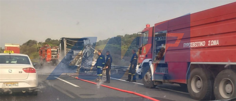 Εγνατια οδος - Φωτια - Φορτηγο