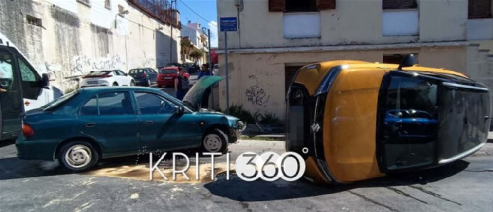 Χανιά: Σφοδρή σύγκρουση αυτοκινήτων - Ανετράπη ΙΧ (εικόνες)