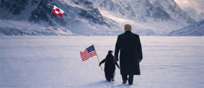 Ο Τραμπ με πιγκουίνο στη Γροιλανδία: Σάλος με ανάρτηση του Λευκού Οίκου