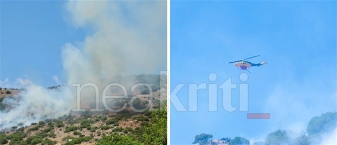 Ηράκλειο: Νέο πύρινο μέτωπο στο Βουλισμένο Αλώνι - Επιχειρεί ελικόπτερο (εικόνες)