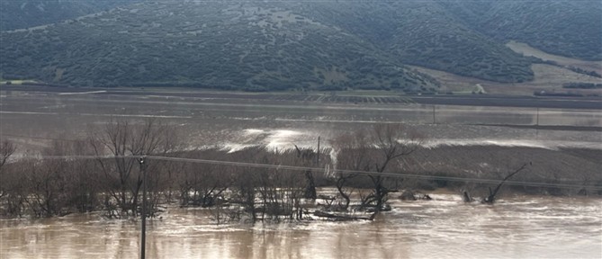 Υπερχείλισε ο Πηνειός έξω από τη Λάρισα – Πλημμύρισαν αγροτικές εκτάσεις (βίντεο)
