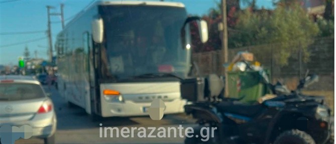 Ζάκυνθος: Σύγκρουση τουριστικού λεωφορείου με γουρούνα στον Λαγανά